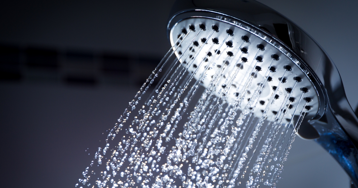 a water running from the shower head